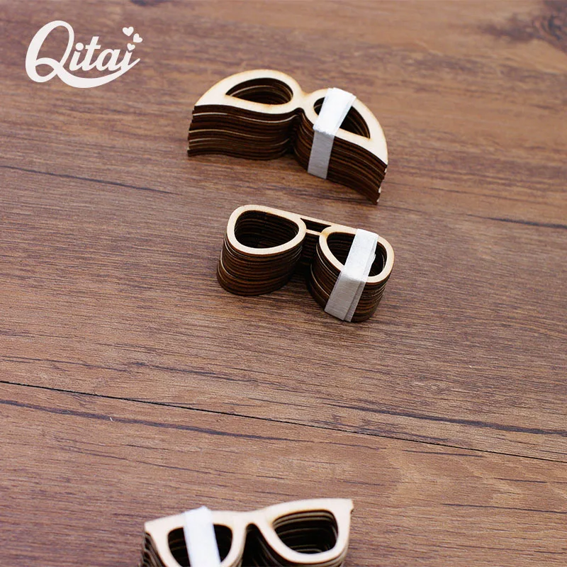 3 Kinds Of Style Wood Glasses QITAI 36Pieces/lot Fashion Wooden Home Decorations DIY Scrapbooking Crafts Party Decoration WF214