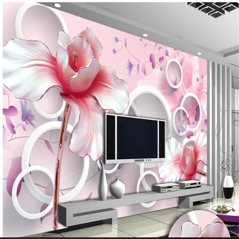 

beibehang TV backdrop embossed three-dimensional magnolia seamless wallpaper modern simple living room large-scale mural wall