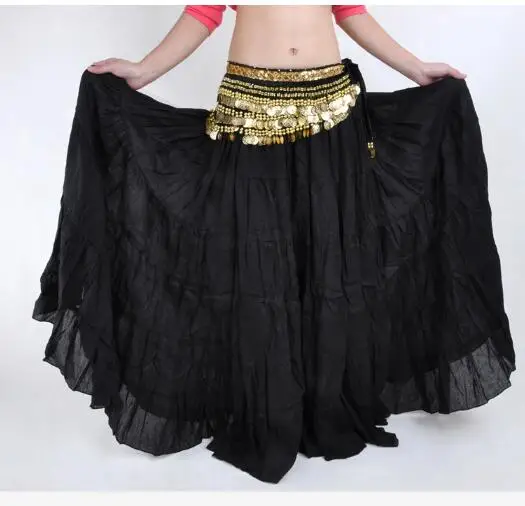 1pcs/lot Fashion Swing Gypsy Skirt Brand Belly Dance Costume Women Ballroom belly dancing long solid linen skirt