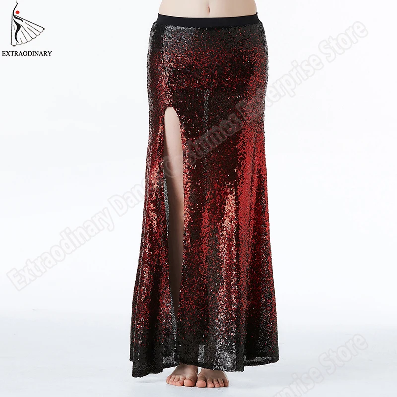 New Sexy Women Belly Dance Skirts Long Sexy Sequins Costume Oriental Dance Skirt Bellydance Stage Performance 2 Colour