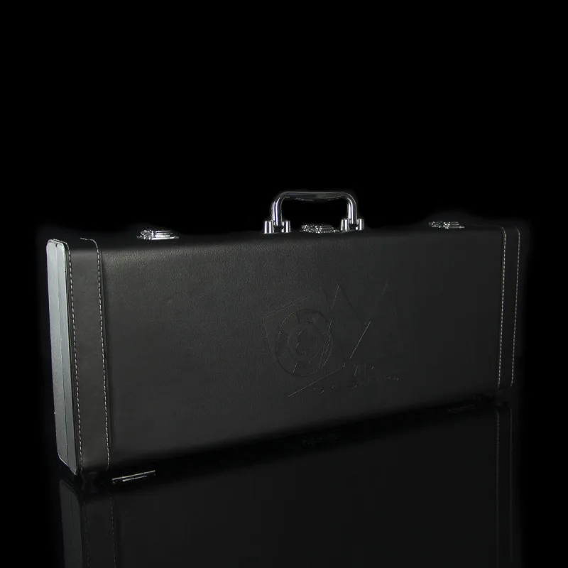 Professional good quality  luxury portable black leather counter box 500 code chips yard wood box chip poker carrying cases bag