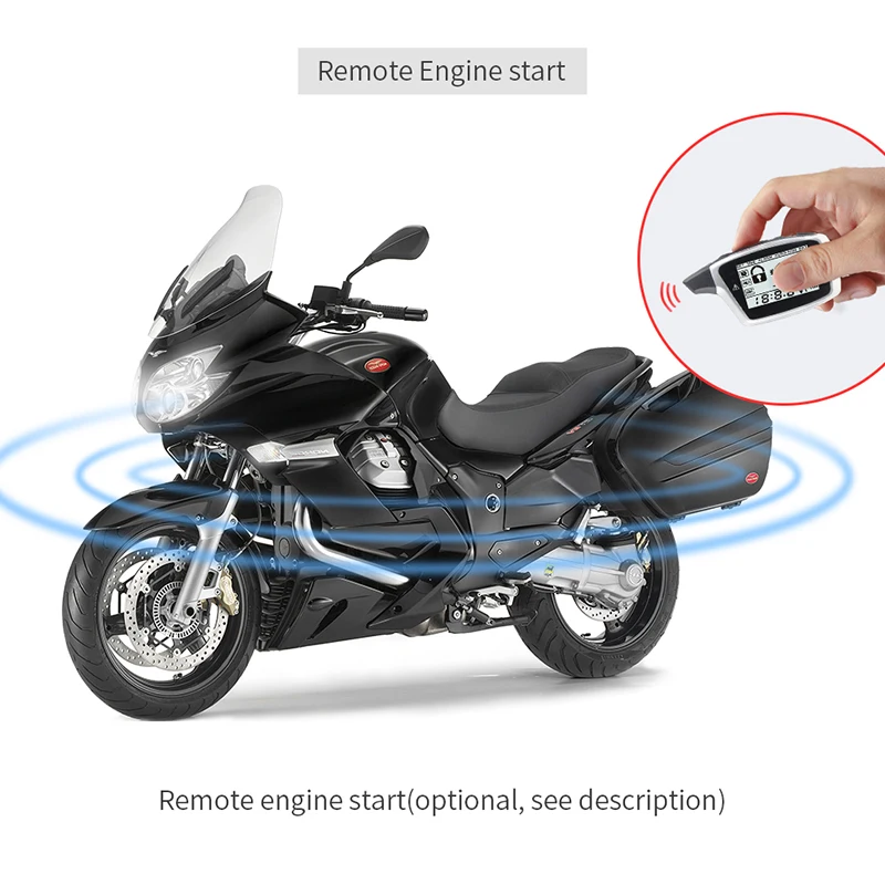 2 Way Motorcycle Burglar Alarm Special Anti-Theft Device Microwave Detecting Shock Sensor LCD Pager Rechargeable Transmitter