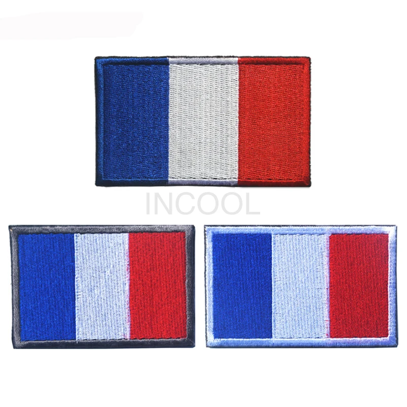 IR Infrared Reflective France Flag ricamo Patch PVC gomma francese Patch Appliques bandiere ricamate per abbigliamento zaino