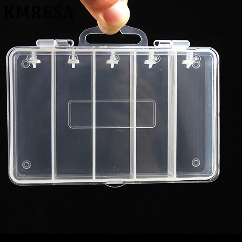 Multifunctional Organized 11.5*7*2.2cm with 5 Slots Compartments Transparent Visible Plastic Fishing Lure Box Fishing Tackle box