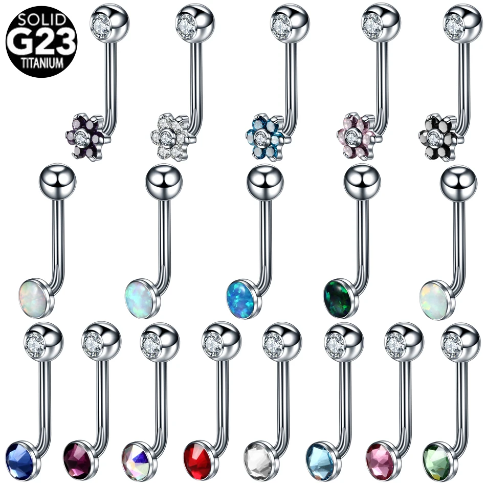 1PC Titanium Christina Vertical Hood Piercings Flower Lip Rings Opal Sexy Lip Piercings VCH Eyebrow Piercings Jewelry