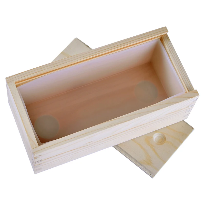 Small Rectangle Silicone Soap Mold with Wooden Box for DIY Handmade Loaf Mould