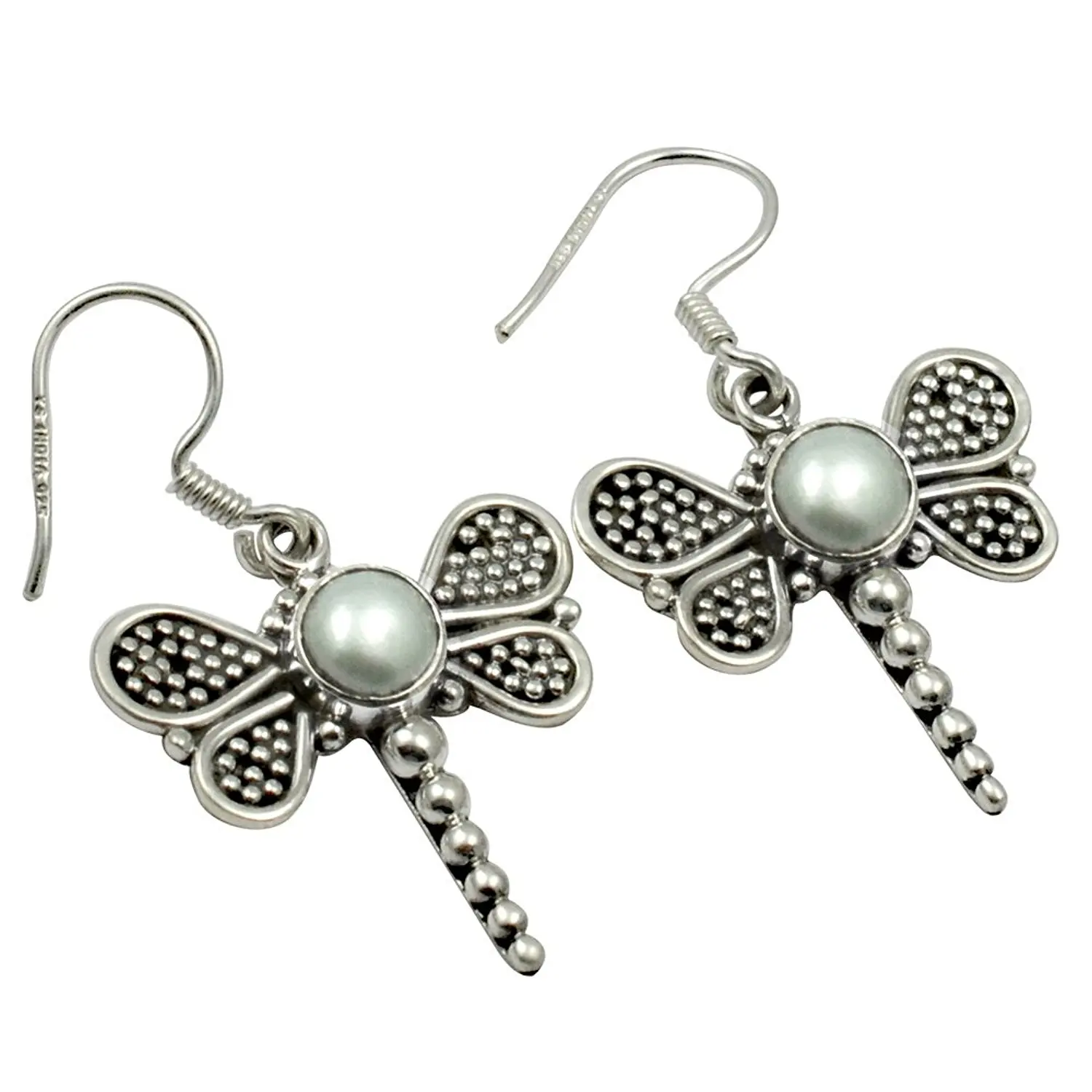 Lovegem Genuine Pearl Butterfly EARRINGS 925 Sterling Silver, 36 mm, AE1928