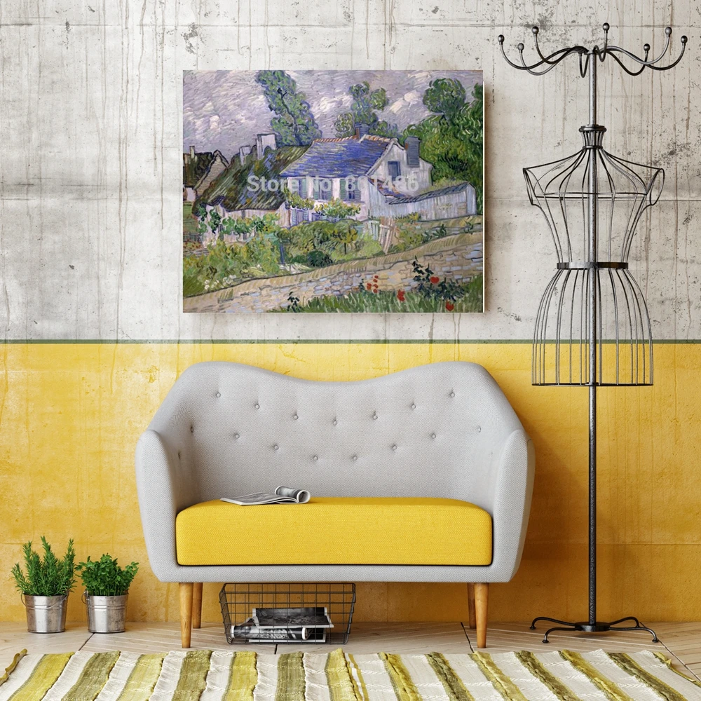 

Houses at Auvers Vicent Van Gogh Wall Art Canvas Print Painting for Dining Room Wall Decor Vintage Home Decoartion Free Shipping