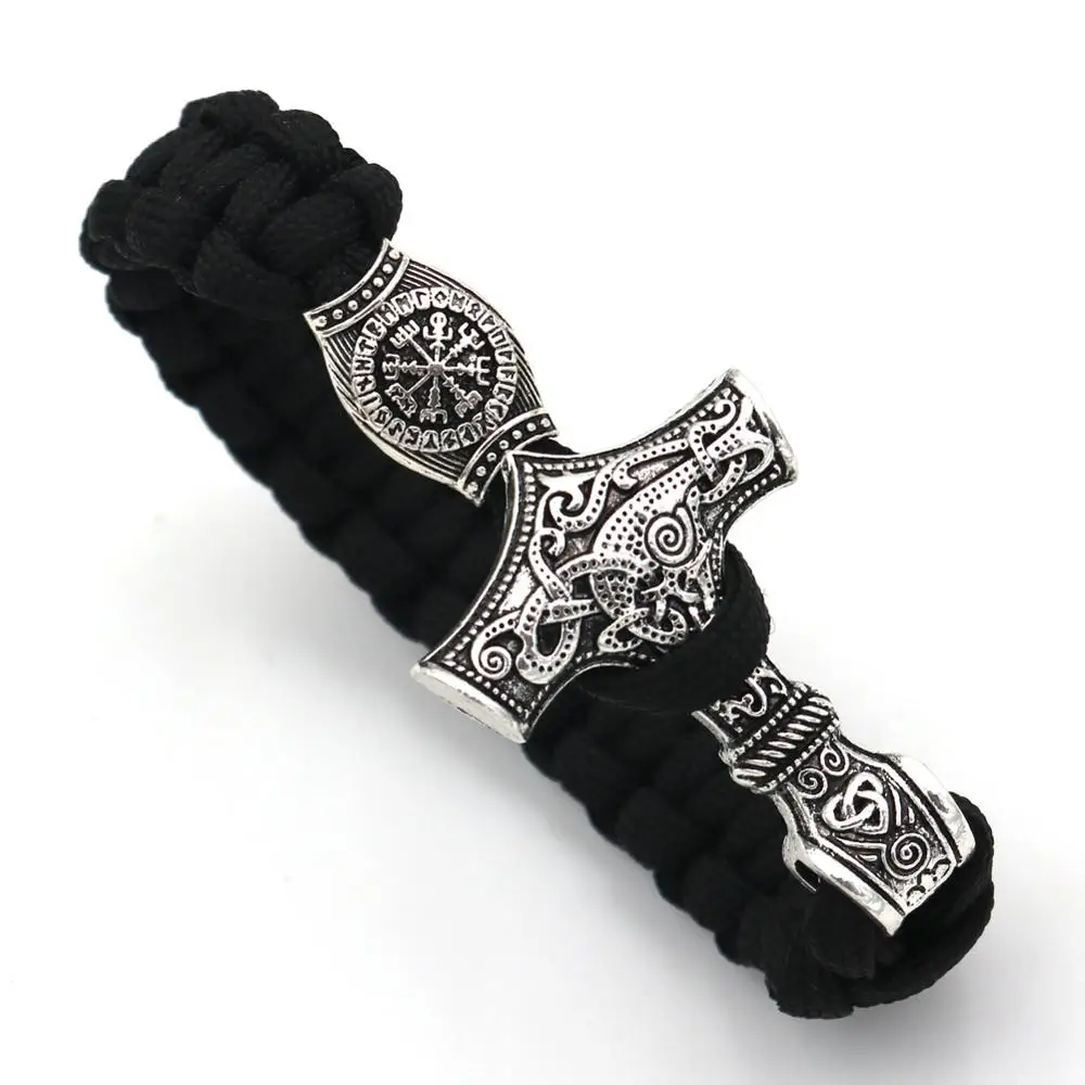 Thor\'s Hammer Mjolnir bracciale Viking scandinavo Norse Viking bracciale Rune Charms Bead Jewelry uomo donna braccialetti bracciali