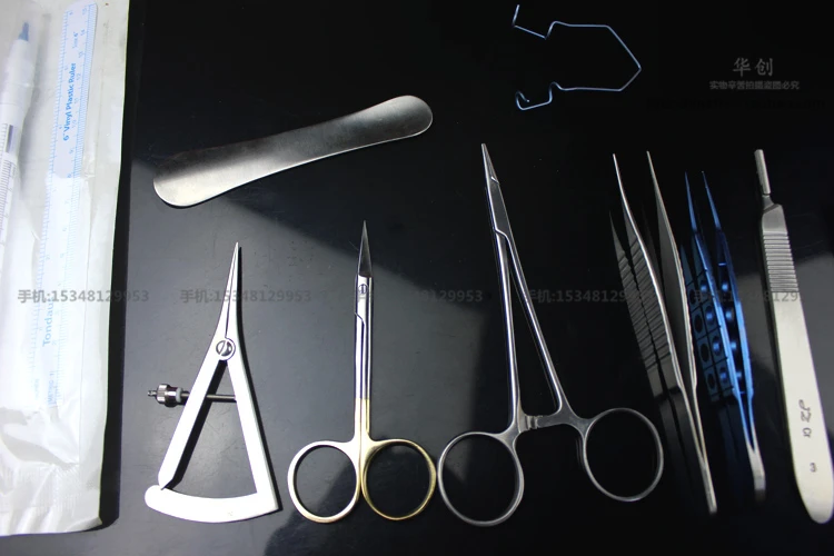 Medical ophthalmology cosmetic plastic surgery set tweezers&scissors&ruler&thread tool set