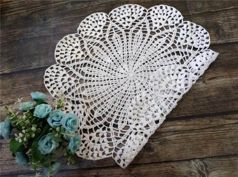 39CM Round Luxury Cotton Table Place Mat Cloth Lace Crochet Christmas Placemat Coaster Kitchen Wedding Doily Coaster Mat Pad