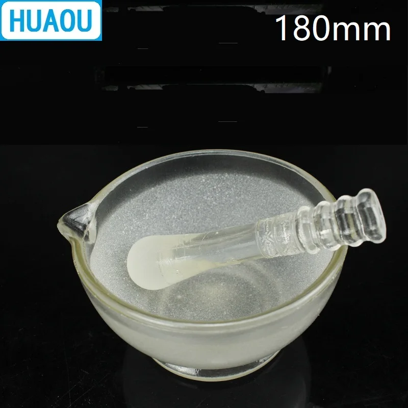 HUAOU-mortero de vidrio con Maja, equipo de laboratorio de química, 180mm