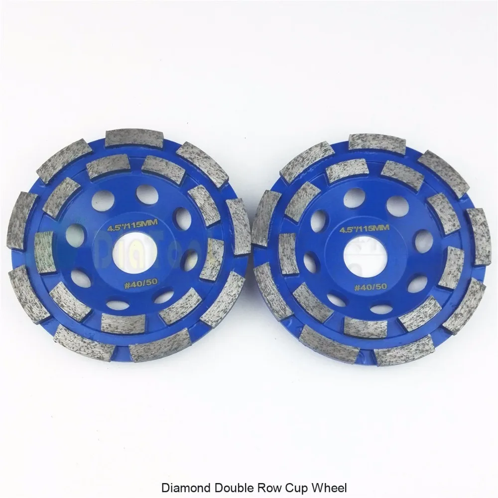 

DIATOOL 2pcs 4.5"/115mm Diamond Double Row Grinding Cup Wheel For Granite Hard Material Diameter Bore 22.23mm With 16mm Washer