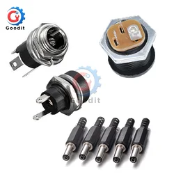 10PCS DC Power Connector pin 2.1x5.5mm Female Plug Jack + Male Plug Jack Socket Adapter PCB Mount DIY Adapter Connector 2.1X5.5