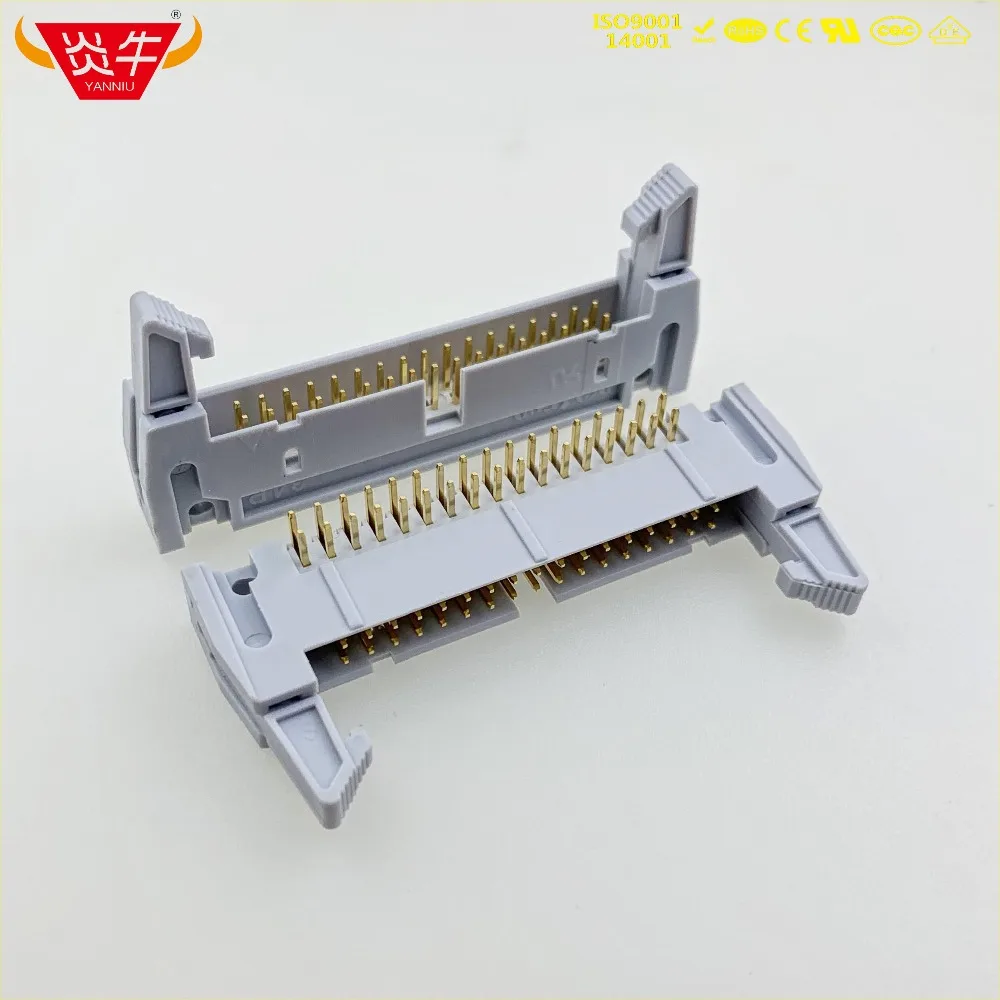 

50Pcs DC2-34P IDC SOCKET BOX 2.54mm PITCH EJECTOR HEADER RIGHT ANGLE CONNECTOR 2*17P 34PIN CONTACT PART GOLD-PLATED 3Au YANNIU