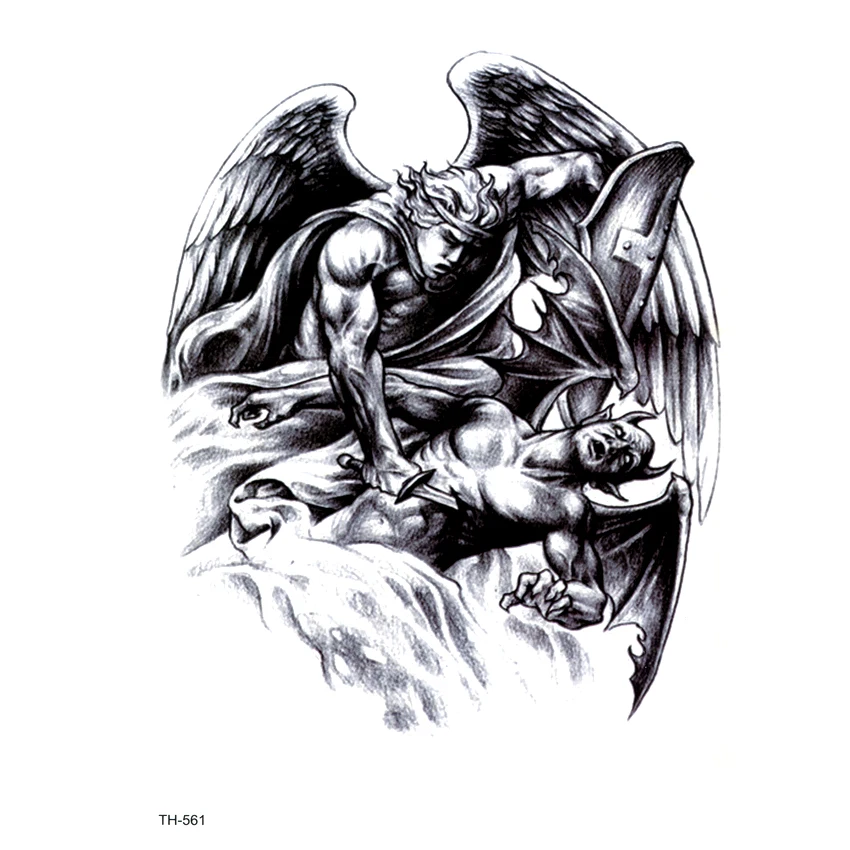 The Angel Kill The Devil Temporary Tattoo Sticker Tatouage Temporaire Homme Body arts Tattoo Flash Tattoo Fake Tatoo Stickers