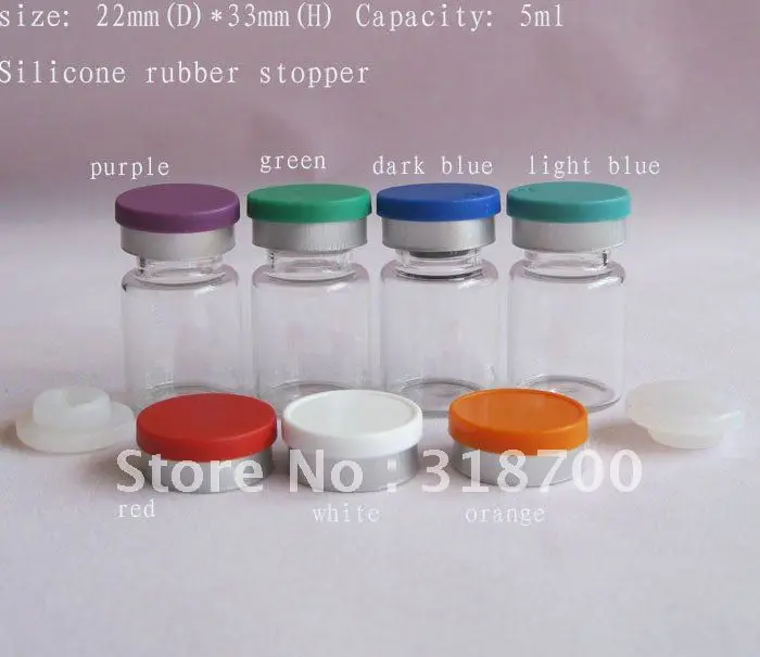 

5ml clear essence oil glass bottle with silicone rubber stopper & flip cap, 2ml,3ml till 30ml is available