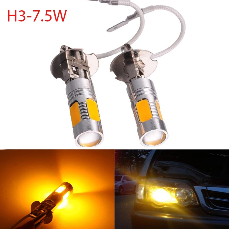 

2PCS H3 7.5W 5 COB SMD High Power Car LED Headlight H4 H7 H1 led Parking Bulbs Fog Lamp COB 12V White Bulb H3 Fog lights