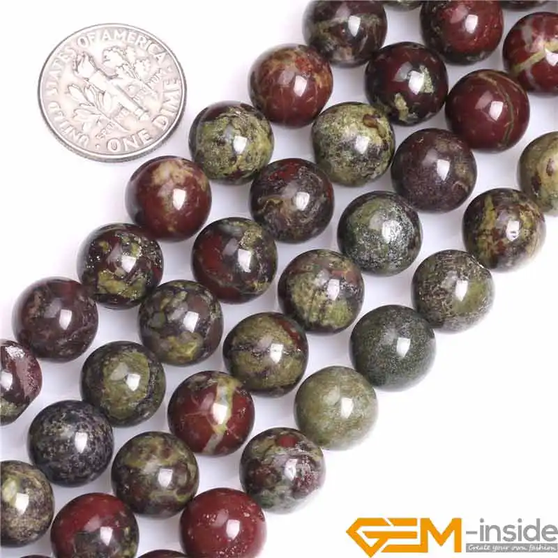 4/6/8/10/12mm A Grade Natural Round  Dark Green Dragon Blood Jaspers Stone Gem Stone Semi Precious  Beads For Jewelry Making 15\