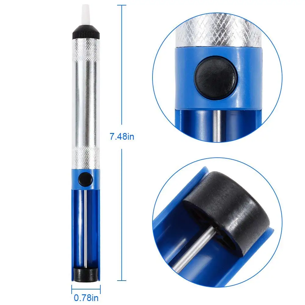 JCD Soldering Iron Pumpit Desoldering Pumps Aluminium Solder Sucker Tool Removal Device Blue Vacuum Soldering Iron Desolder