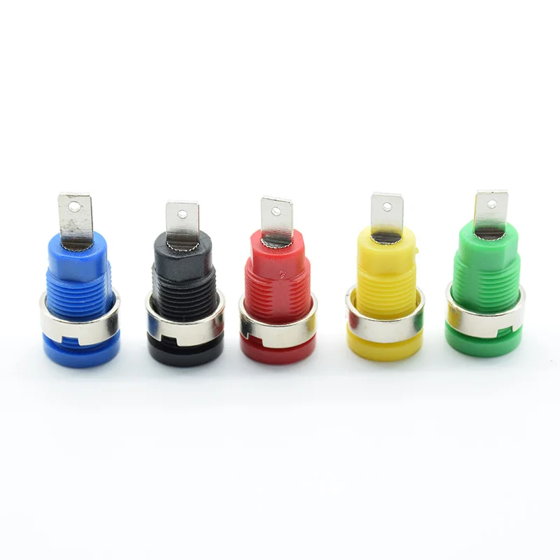 5pcs 4MM Binding Post Banana Socket panel mount Test Probe connector 12 mm mounting holes red black green blue yellow