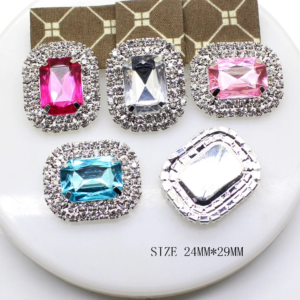 ZMASEY NEW HOT 5PCS/LOT 24*29mm Mix Color Deluxe Double Row Rhinestone & Acrylic rhinestone Cluster,Rhinestone Buckle