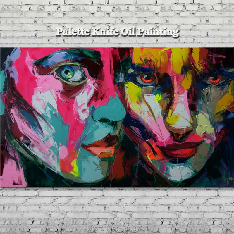 

Hand painted Francoise Nielly Palette knife portrait Face Oil painting Character figure canva wall Art picture 14-38