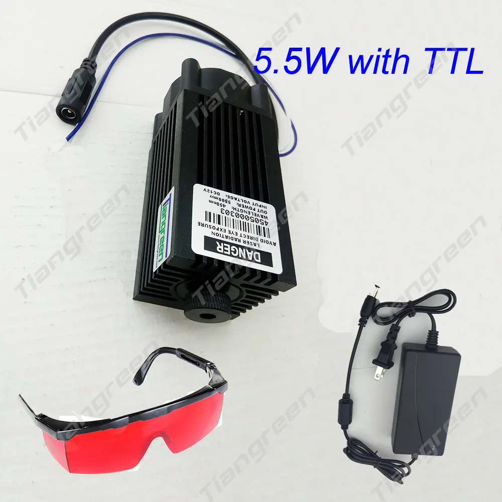 

high power 5.5w laser 5500mw 450nm focusing blue laser engraving cutting TTL module