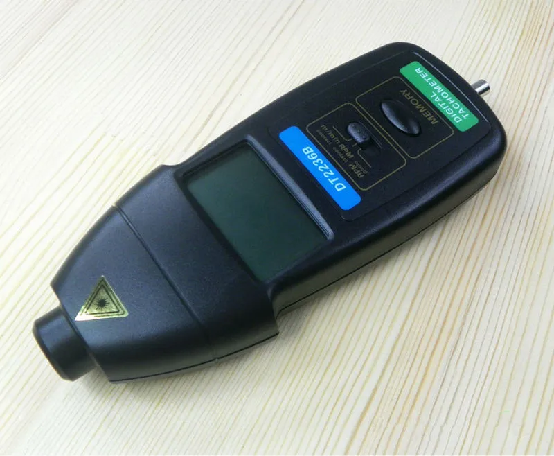 Imagem -03 - Tacômetro Fotoelétrico e Tacômetro de Contato Medidor de Duas Funções Velocidade Rpm Laser Tacômetro Digital Dt2236b