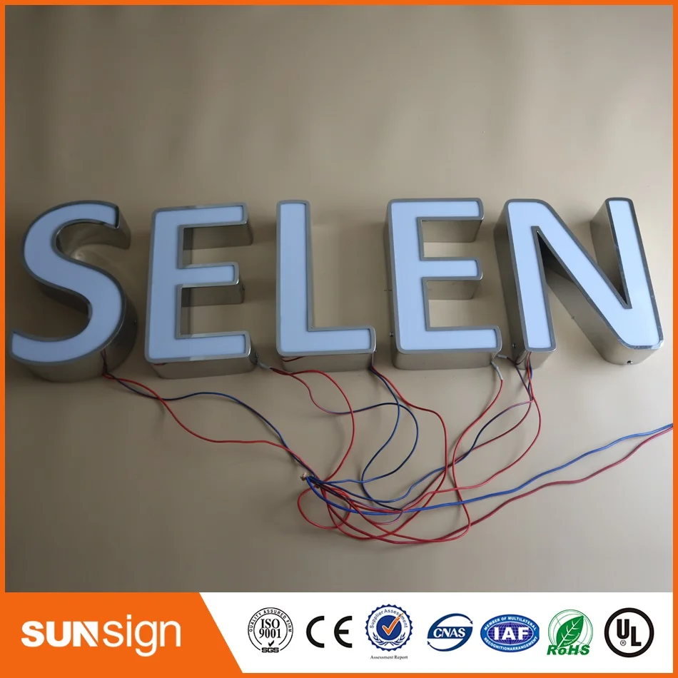 Custom Outdoor Reclame Back Lit 3D Led Brief Teken Logo