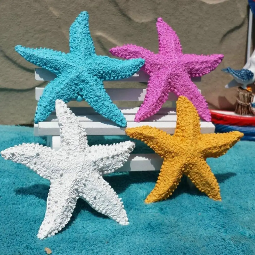 New 2Pcs Fish Tank Ornament Mediterranean Resin Sea Stars Mini Starfish Wall Ornaments Aquarium Home Decoration Beach Wedding De