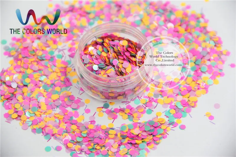 

ARB-163 Mix Pearlescent Neon Color Solvent Resistant Glitter shape for Nail Polish Acrylic, polish and DIY supplies1pack=50g