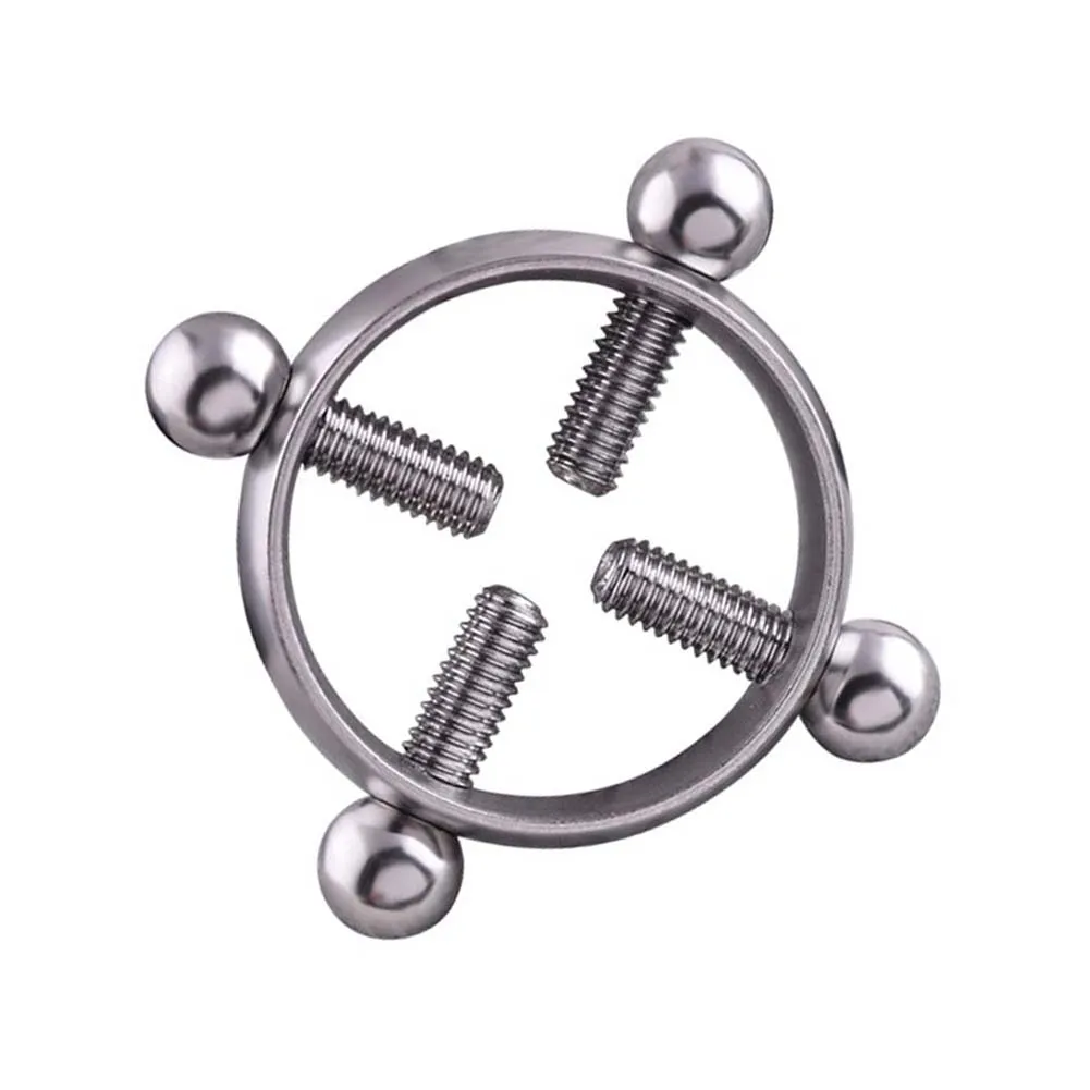 Adult sex toys Silver Alloy Adjustable Screw On Nipple Clamp Ring Barbells Body Piercing Jewelry Fetish Kinky Breast Sextoys CJ