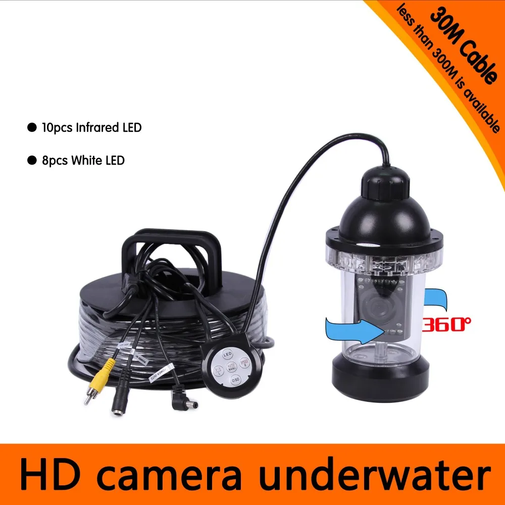 

30Meters Depth 360 Degree Rotative Underwater Camera with 18pcs of White or IR LED for Fish Finder & Diving Camera Application