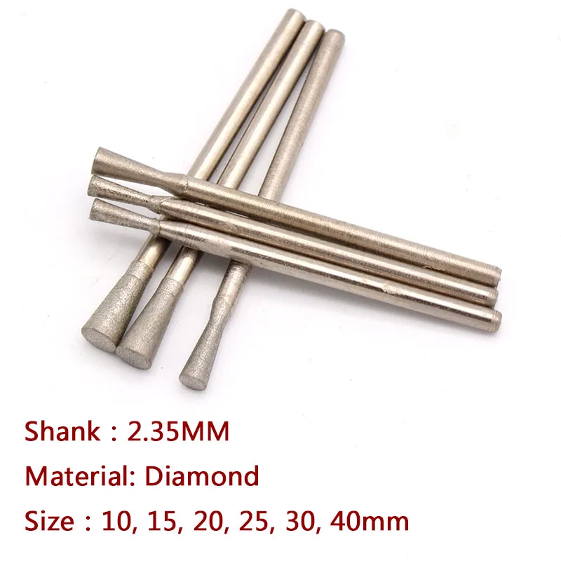 5/10 Cái 1-4Mm Kim Cương Đầu Mài 600/1200 Nhám Xoay Khoan Burrs Kim Loại Đá Ngọc Bích khắc Dụng Cụ Khắc C7 Kim