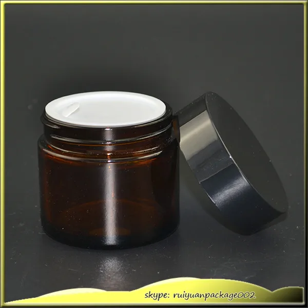 

10 pcs 20g amber glass jars 20ml skin care cream bottles cosmetic containers for travel packing eye cream jar with black lid