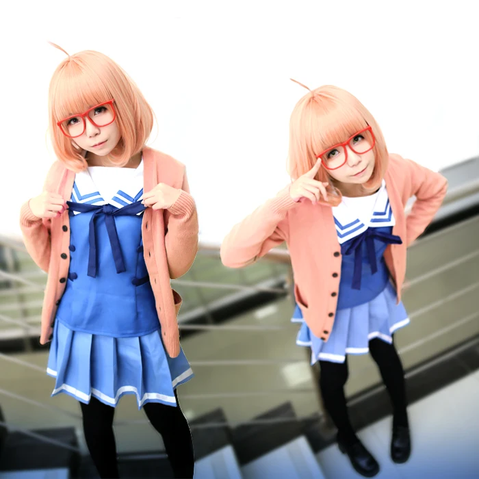 

Beyond the Boundary Cosplay kyoukai no kanata Mirai Kuriyama Ayi Ai Shindo Cosplay Costume pink Sweater 11