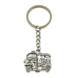 New Fashion Men High Quality Car Keychain DIY Metal Holder Chain Silver Color Thailand Taxi Car Bus Pendant For Gift