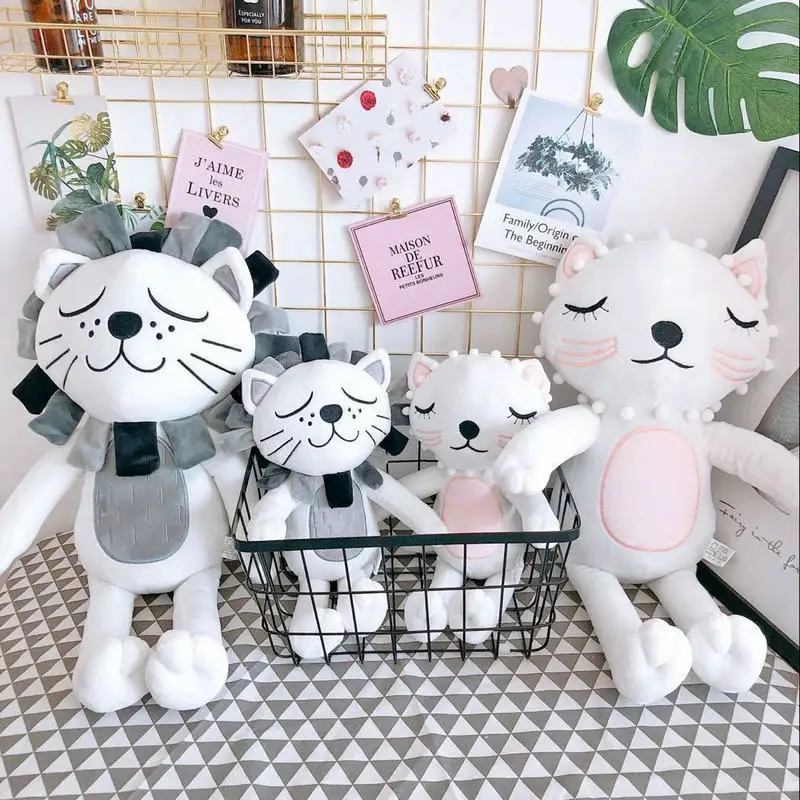 15.5 inch Kawaii Cat & Lion Plush Toys For Children Room Decor Stuffed Animals DOlls  Kids Baby Appease Doll Christmas Gift