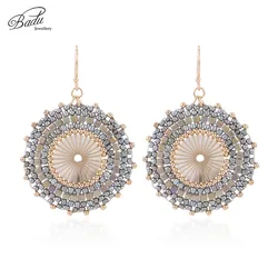 Badu Big Round Crochet Earrings for Women Japanese Seed Beads Bohemia Charm Beaded Dangle Earring Fashion Jewelry Gift Wholesale