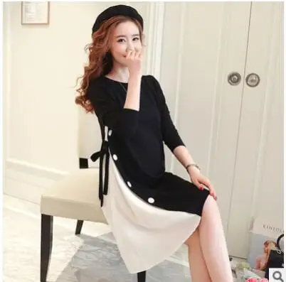 Cute Elegant Maternity coat Pregnancy autumn long Sleeve Cotton Pregnant Dress pink dresses Clothes For Pregnant Women M-2XL