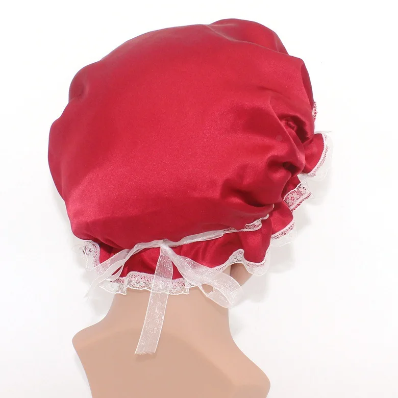 Women 100% Pure Silk Sleep Hats Wrap Night Cap Hair Care Bonnet Flesh Pink Black shower cap