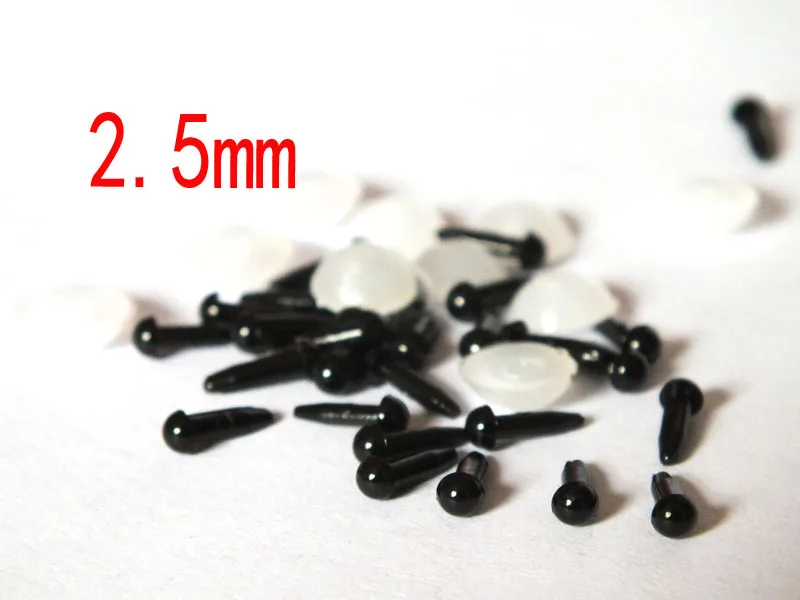 2.5mm Black Plastic EYES Straight Stem Teddy Bears, miniatures--100pcs(50pairs)