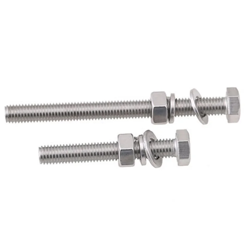 

1pcs M8 304 stainless steel Hexagon Bolt screw nut set Extended screws Flat pads spring pad 60mm-150mm Length