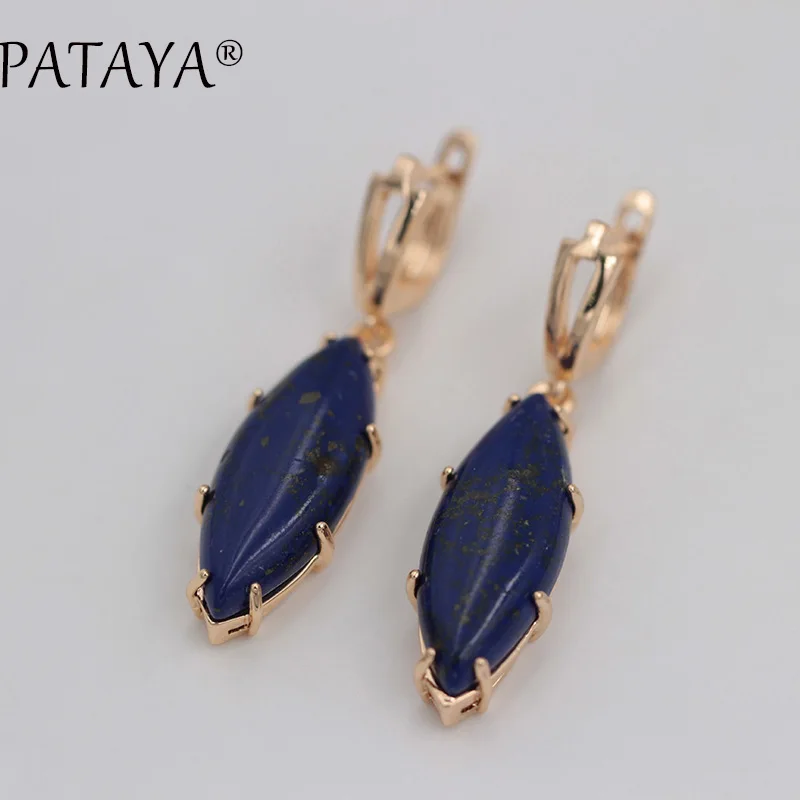 PATAYA Exclusive Sale 585 Rose Gold Color Drop Earrings Multicolor Natural Stone Earrings Women Party Wedding India Jewelry