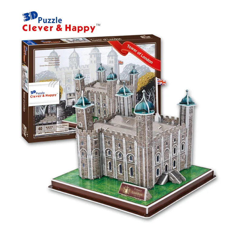 

2014 new clever&happy land 3d puzzle model Tower of London adult puzzle above 10 years old diy paper model for boy paper