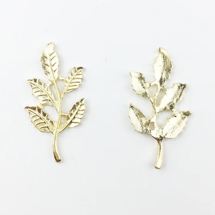 50Pcs 33*19MM gold Color European Leaf Charms Wholesale DIY Jewelry Materials Vintage Branch Leaf Pendant Charms