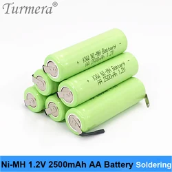 Ni-MH 1.2V 2.5Ah 2500mah AA Battery for Shave Razor Rechargeable AA Battery Suit for Toothbrush Replacement Turmera m14