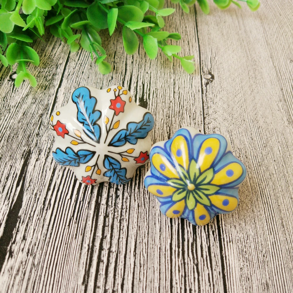 

8pcs Hand painted Flower Vintage Style Ceramic Pumpkin Drawer Knobs Dresser Cabinet Cupboard Wardrobe Pull Handles Door Knobs