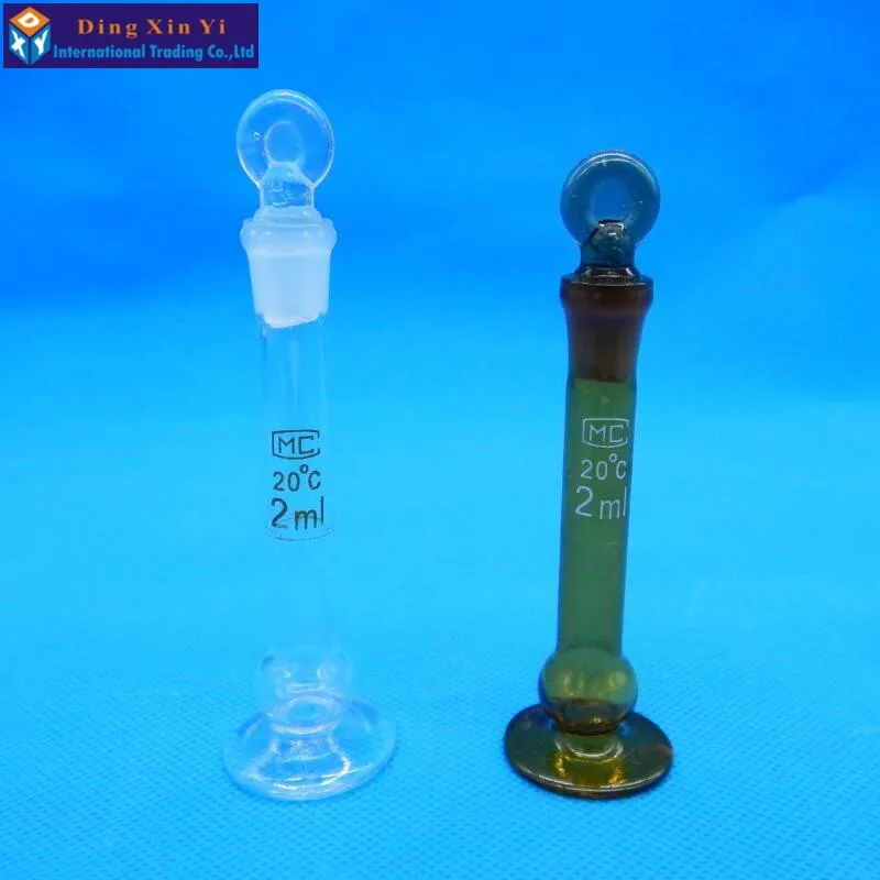 Matraz volumétrico transparente de 2ml, botella de volumen constante, para laboratorio